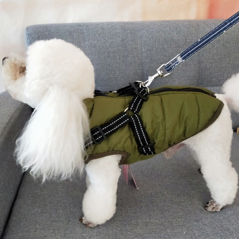 Waterproof Dog Clothes Winter Dog Coat with Harness - Lucky 22 Products 