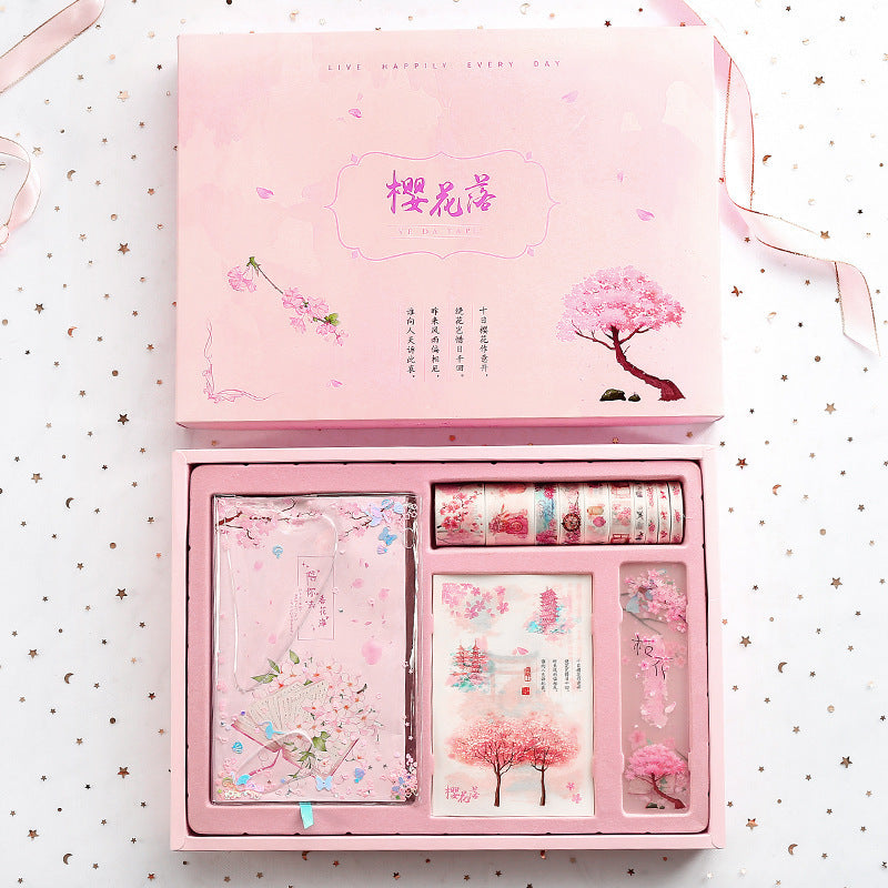 Cute Creative Cherry Blossom Hand Ledger Gift Box Set - Lucky 22 Products 