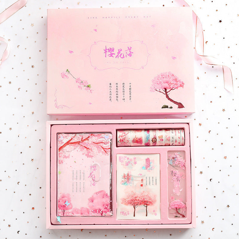 Cute Creative Cherry Blossom Hand Ledger Gift Box Set - Lucky 22 Products 