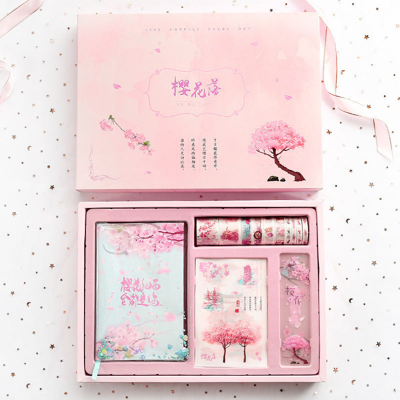 Cute Creative Cherry Blossom Hand Ledger Gift Box Set - Lucky 22 Products 