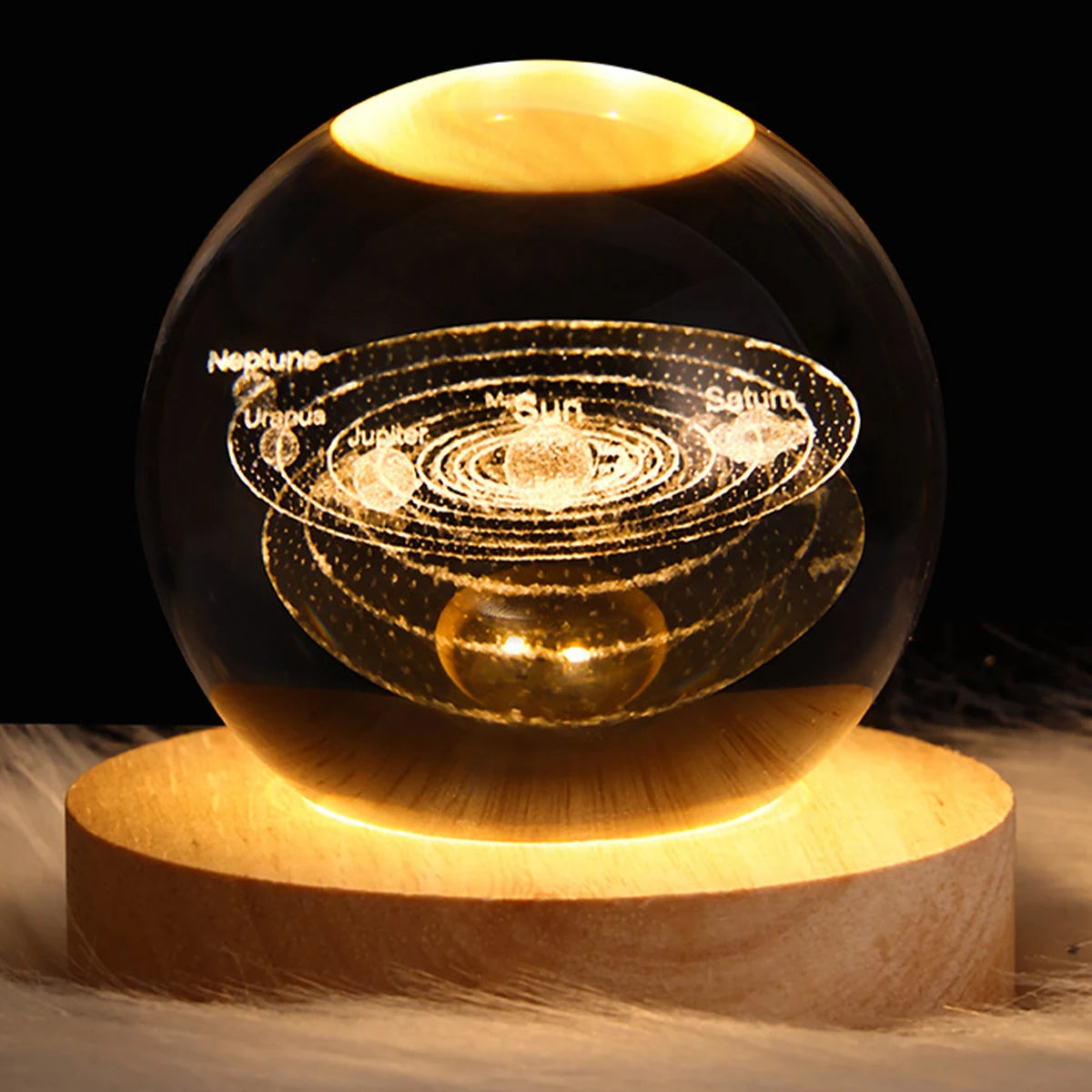 3D Crystal Ball LED Night Light Glowing Planetary Galaxy Lamp 