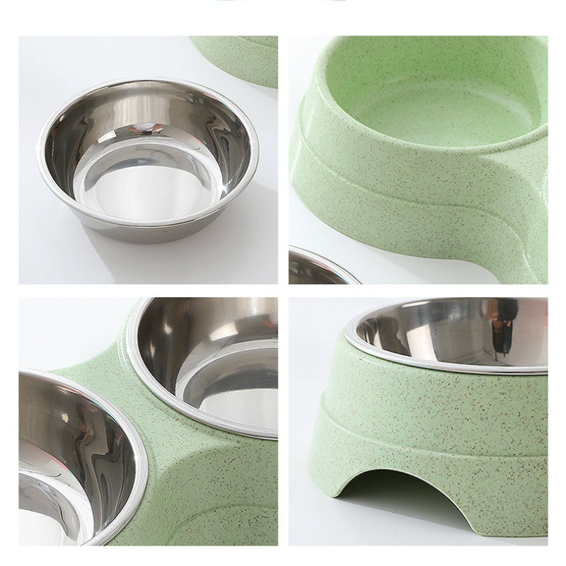 Double Pet Bowls Dog Food Water Feeder Stainless Steel Pet Drinking Dish Feeder Cat Puppy Feeding Supplies Small Dog Accessories - Lucky 22 Products 