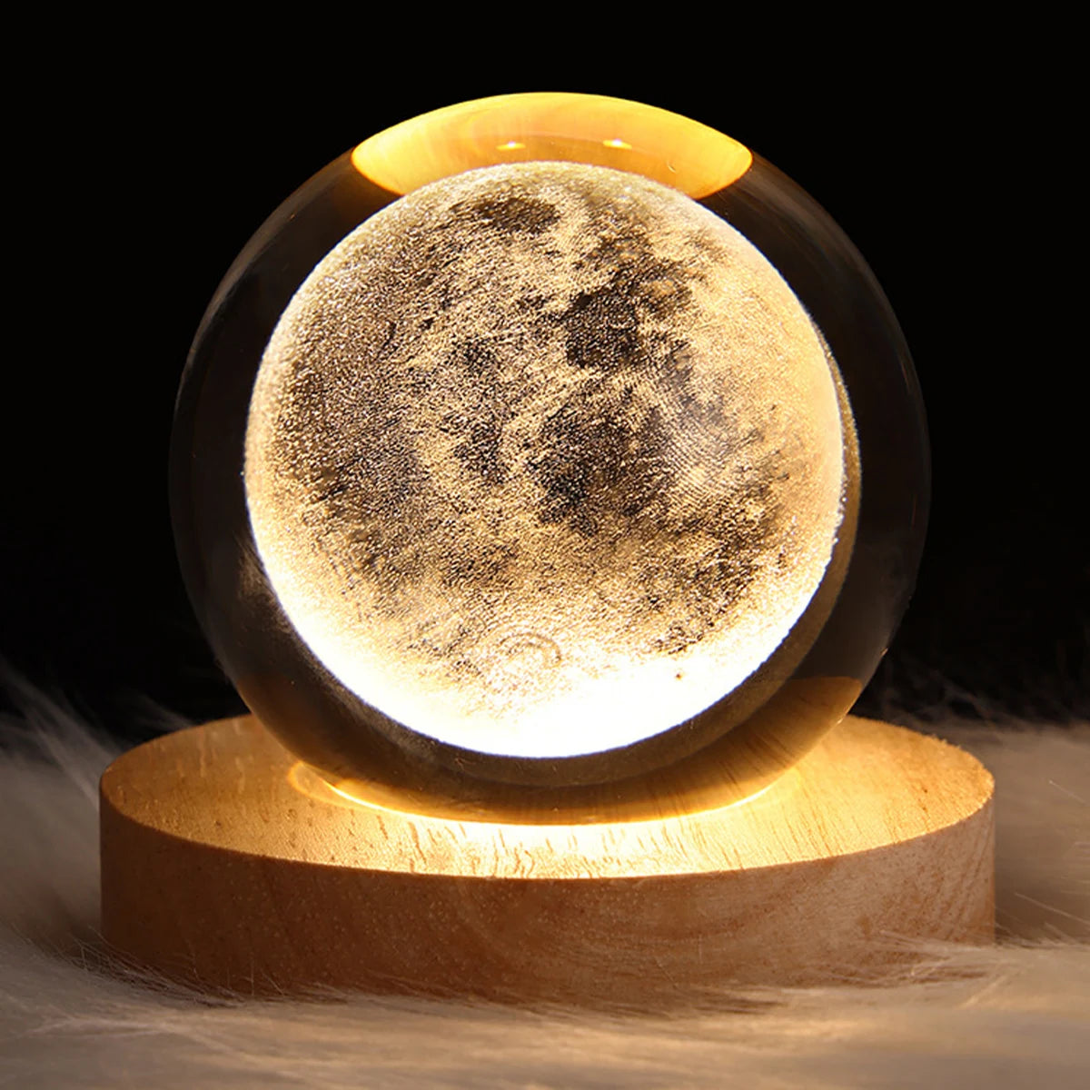 3D Crystal Ball LED Night Light Glowing Planetary Galaxy Lamp 