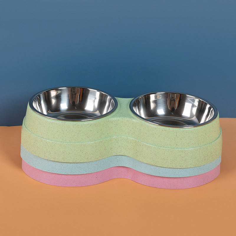 Double Pet Bowls Dog Food Water Feeder Stainless Steel Pet Drinking Dish Feeder Cat Puppy Feeding Supplies Small Dog Accessories - Lucky 22 Products 