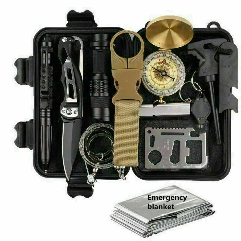 14-In-1 Outdoor Emergency Survival Kit Camping Hiking Tactical Gear Case Set Box - Lucky 22 Products 