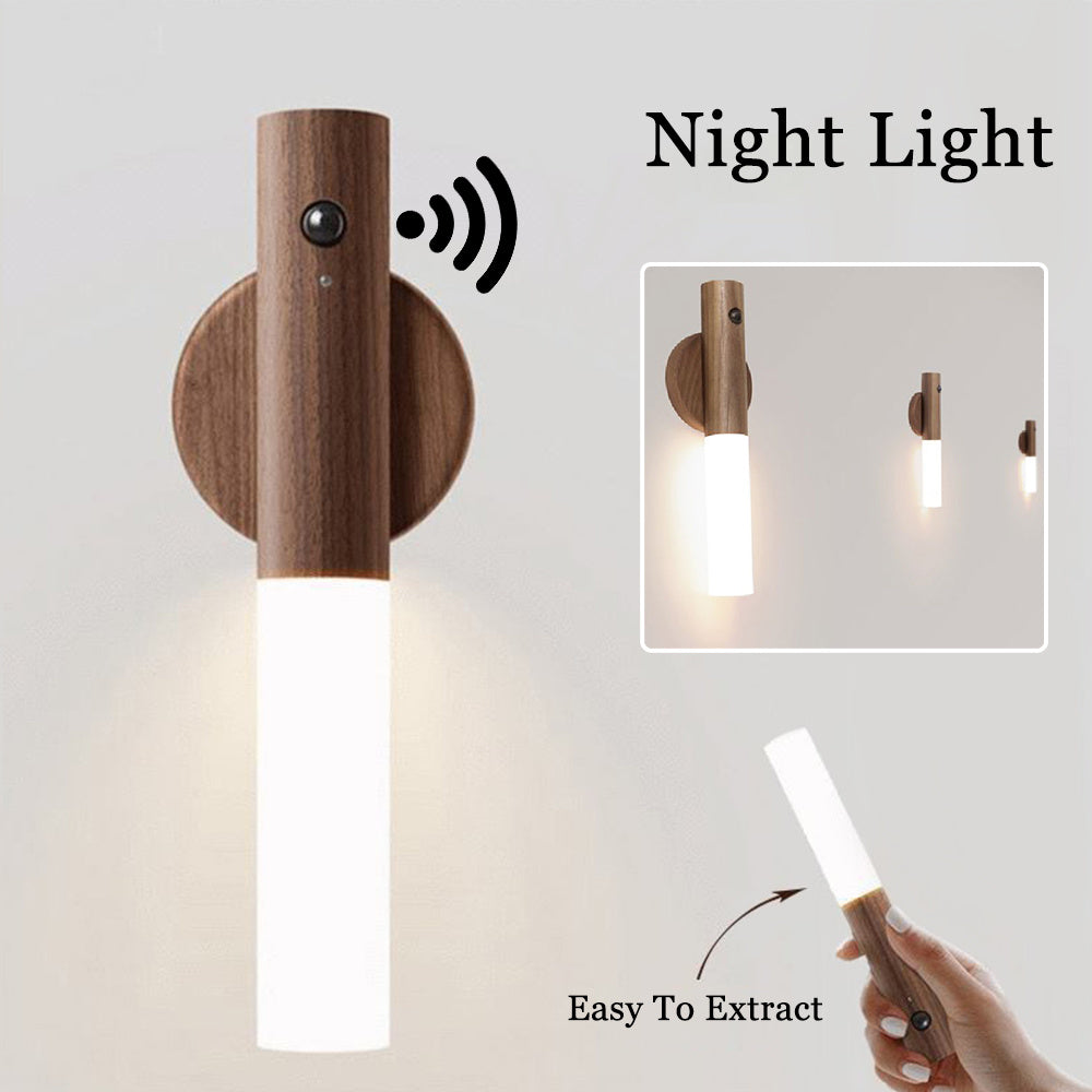 Auto LED USB Magnetic Wood Wireless Night Light Corridors Porch Lights PIR Motion Sensor Wall Light Cabinet Lamp - Lucky 22 Products 