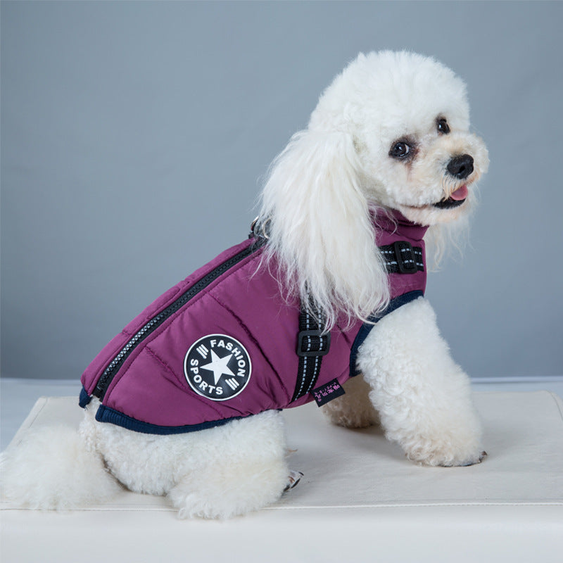 Waterproof Dog Clothes Winter Dog Coat with Harness - Lucky 22 Products 