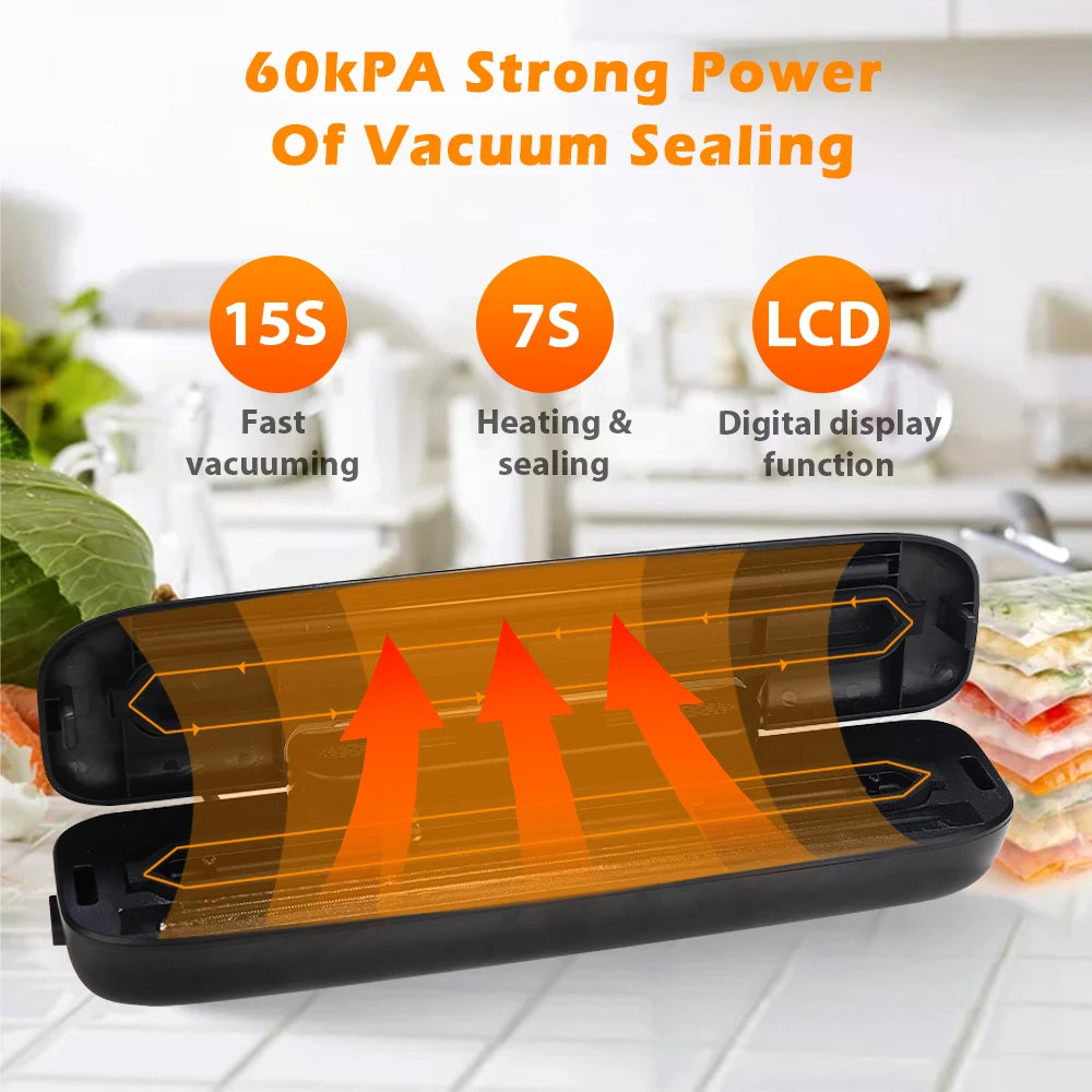 Electric Food Vacuum Sealer Machine And Storage Bags One Touch Fast Vacuuming For Wet Or Dry Food Kitchen Vacuum Sealing Machine - Lucky 22 Products 