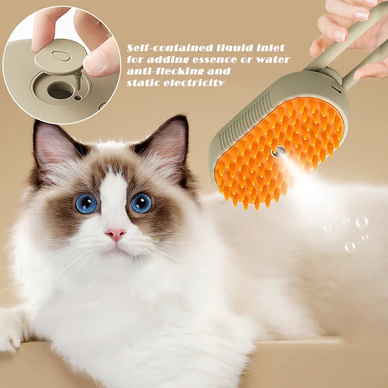 Pet Steam Brush Cat Dog Cleaning Steamy Spray Massage Beauty Comb 3 In 1 Hair Removal Grooming Supplies Pets Accessories - Lucky 22 Products 