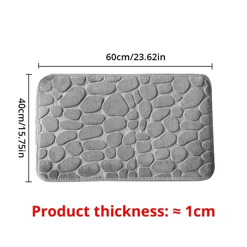 1pc Memory Foam Embossed Velvet Carpet Bathroom Living Room Non-Slip Mat Cobblestone Floor Mat Home Furnishings - Lucky 22 Products 