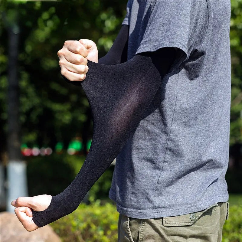 Finger Sleeve Ice Cool Wearing High Elastic Elbow Spring Outdoor Riding Fingerless Fishing Custom Ice Silk Sleeve - 1 Pair - Lucky 22 Products 