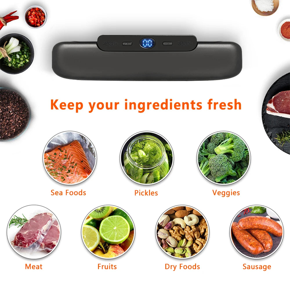 Electric Food Vacuum Sealer Machine And Storage Bags One Touch Fast Vacuuming For Wet Or Dry Food Kitchen Vacuum Sealing Machine - Lucky 22 Products 