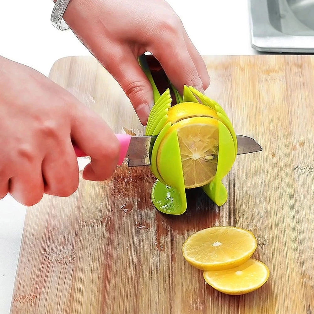 Stainless Steel Kitchen Handheld Orange Lemon Slicer Tomato Cutting Clip Fruit Slicer Onion Slicer KitchenItem Cutter Accessorie - Lucky 22 Products 