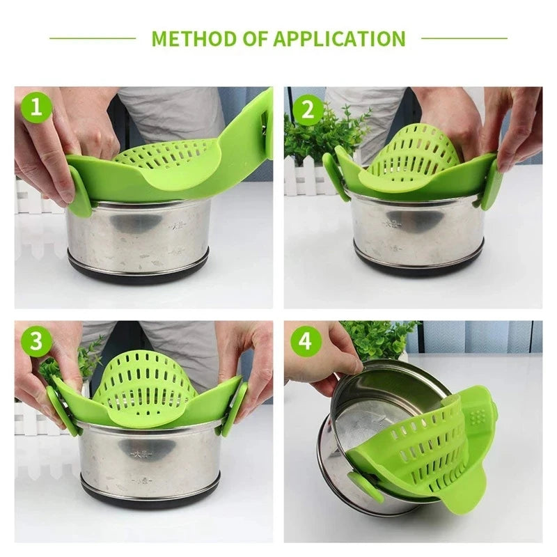 Silicone Clip on Pan Pot Strainer - Lucky 22 Products 