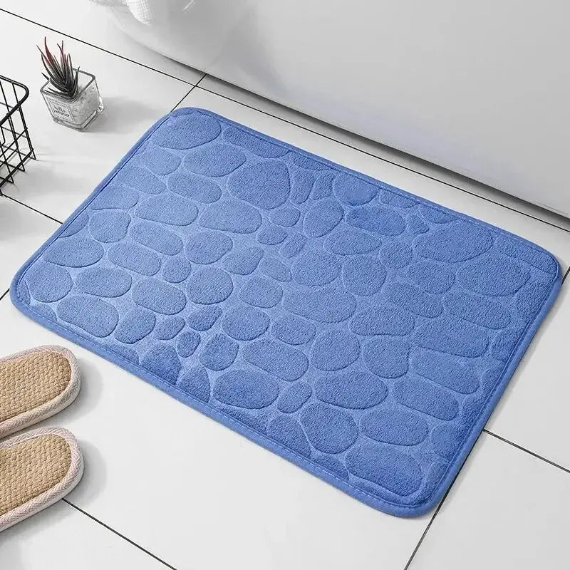 1pc Memory Foam Embossed Velvet Carpet Bathroom Living Room Non-Slip Mat Cobblestone Floor Mat Home Furnishings - Lucky 22 Products 