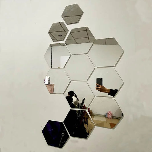 Hexagon 3D Mirror Wall Sticker Multiple Sizes - Lucky 22 Products 