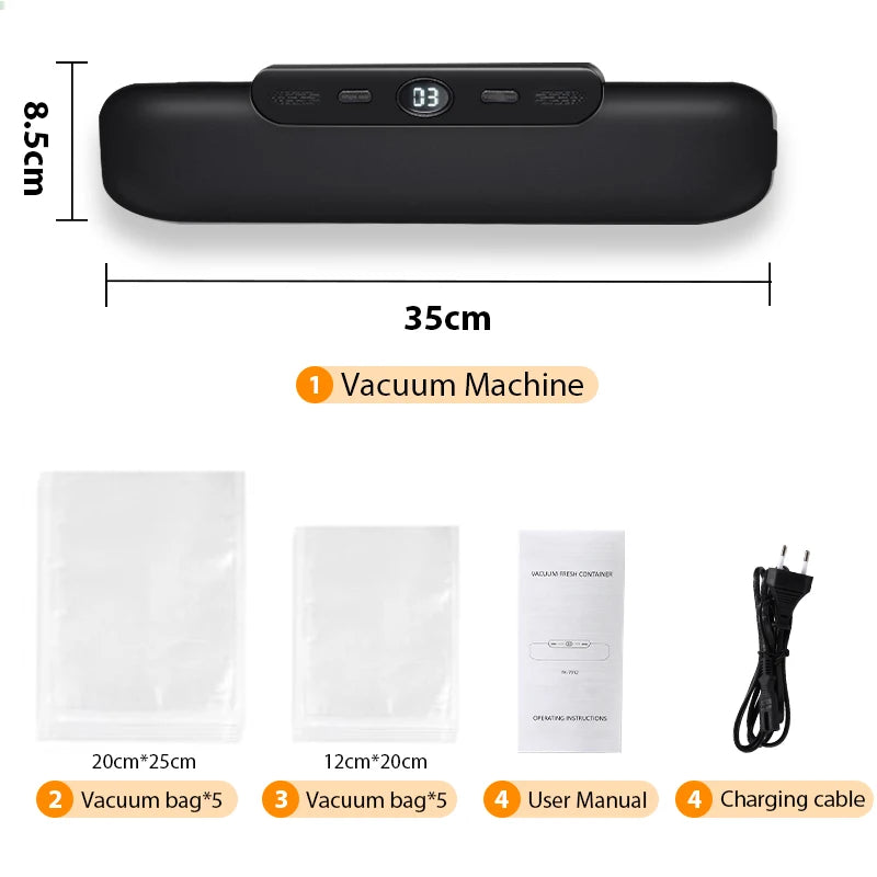 Electric Food Vacuum Sealer Machine And Storage Bags One Touch Fast Vacuuming For Wet Or Dry Food Kitchen Vacuum Sealing Machine - Lucky 22 Products 