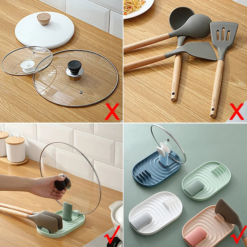 1pcs Polychrome Foldable Nordic Style Pot Holder Lid Shovel Storage Rack Practical Multifunctional Utensils for Kitchen Supplies - Lucky 22 Products 