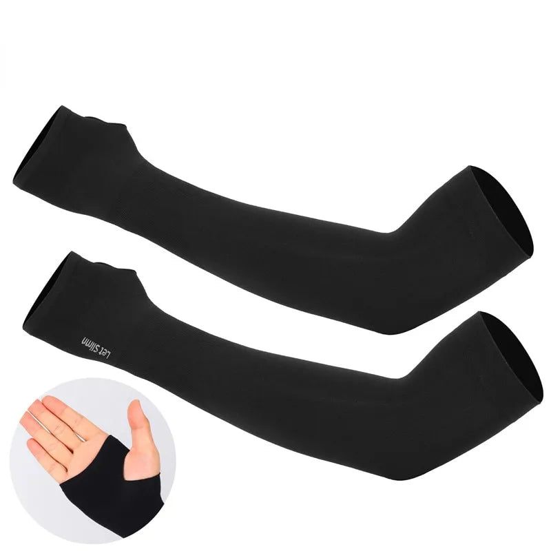 Finger Sleeve Ice Cool Wearing High Elastic Elbow Spring Outdoor Riding Fingerless Fishing Custom Ice Silk Sleeve - 1 Pair - Lucky 22 Products 