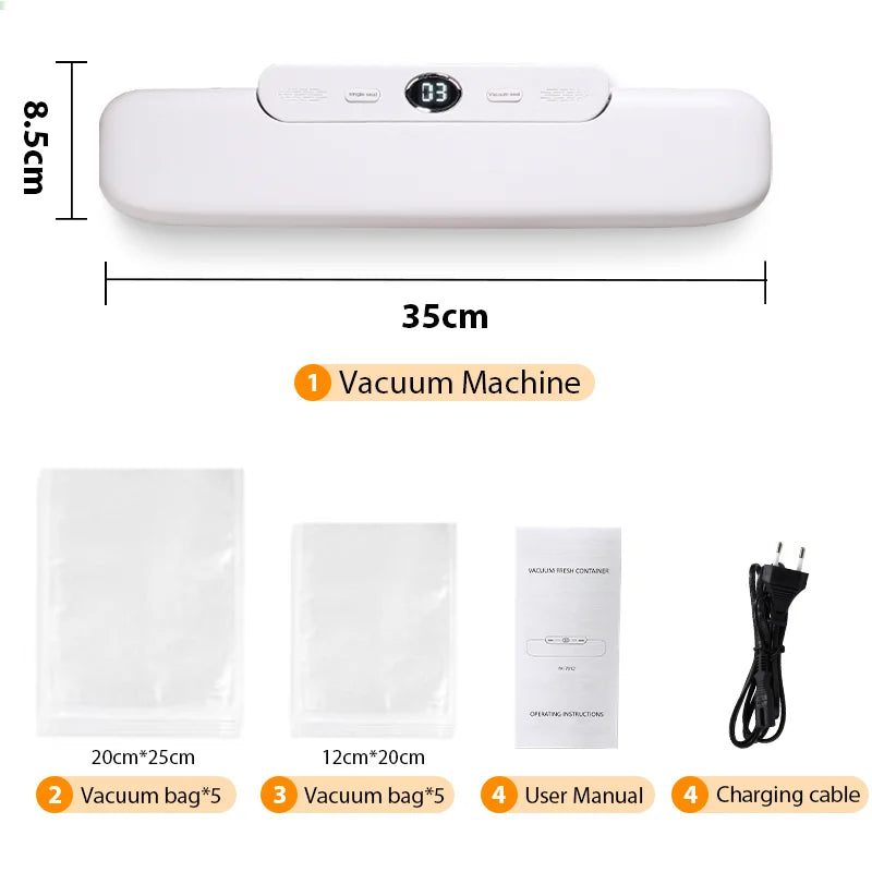 Electric Food Vacuum Sealer Machine And Storage Bags One Touch Fast Vacuuming For Wet Or Dry Food Kitchen Vacuum Sealing Machine - Lucky 22 Products 