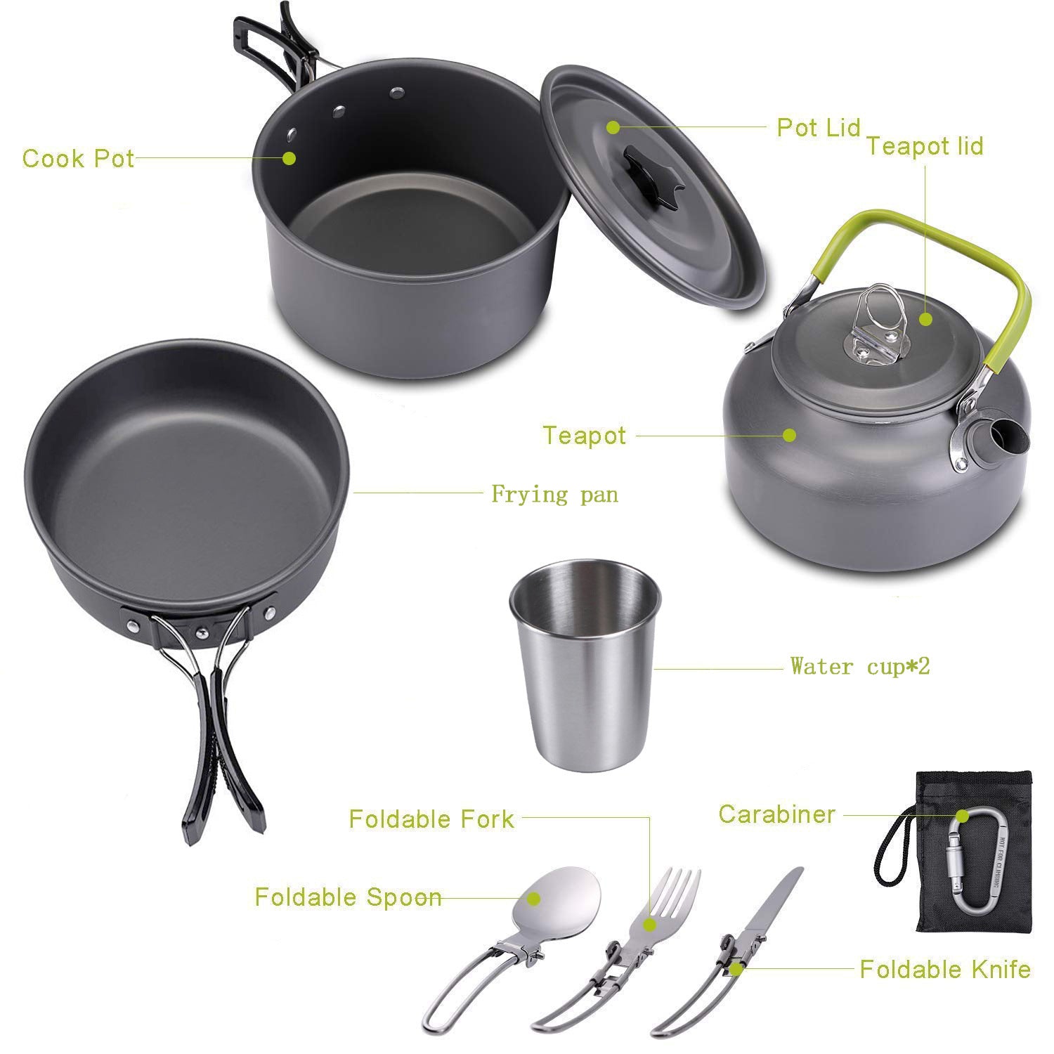 Outdoor Jacketed Kettle 2-3 Person Camping Teapot Tableware Suit - Lucky 22 Products 