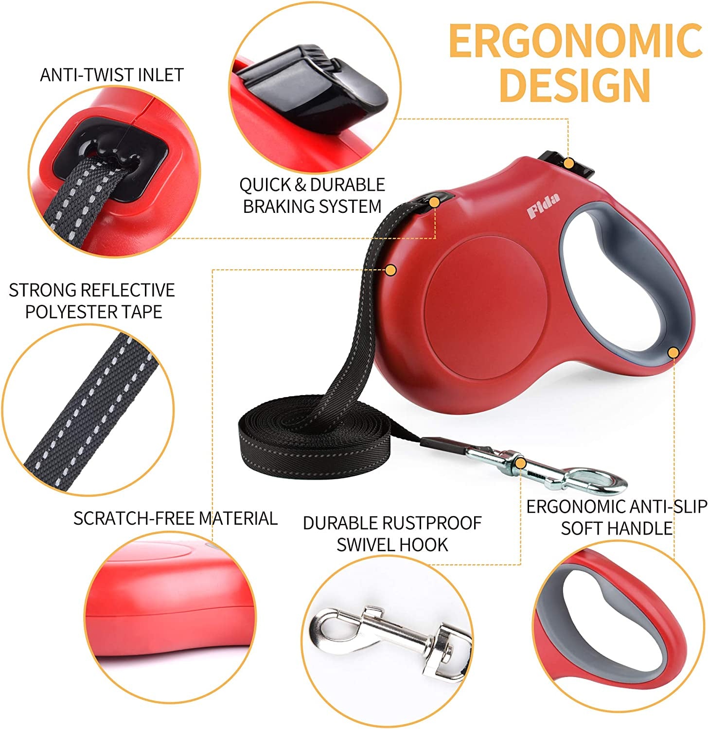 Retractable Dog Leash with Dispenser and Poop Bags